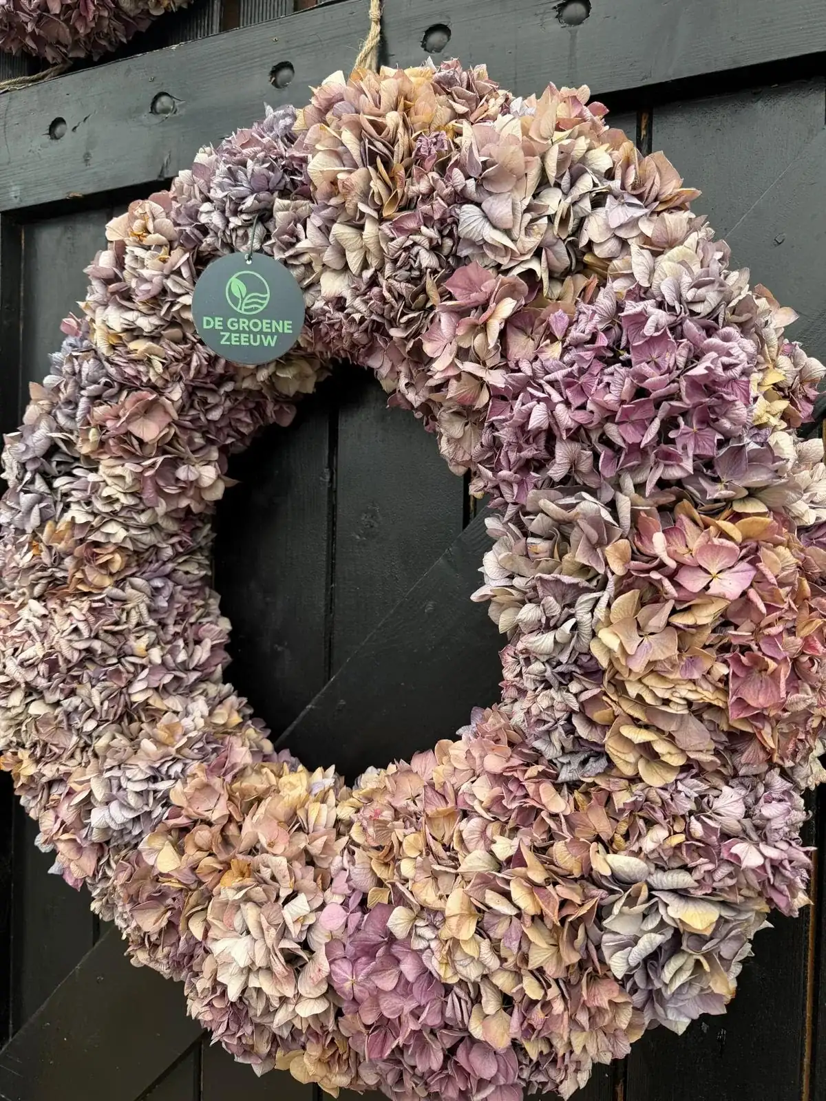 Gedroogde hortensia krans, dusty rose